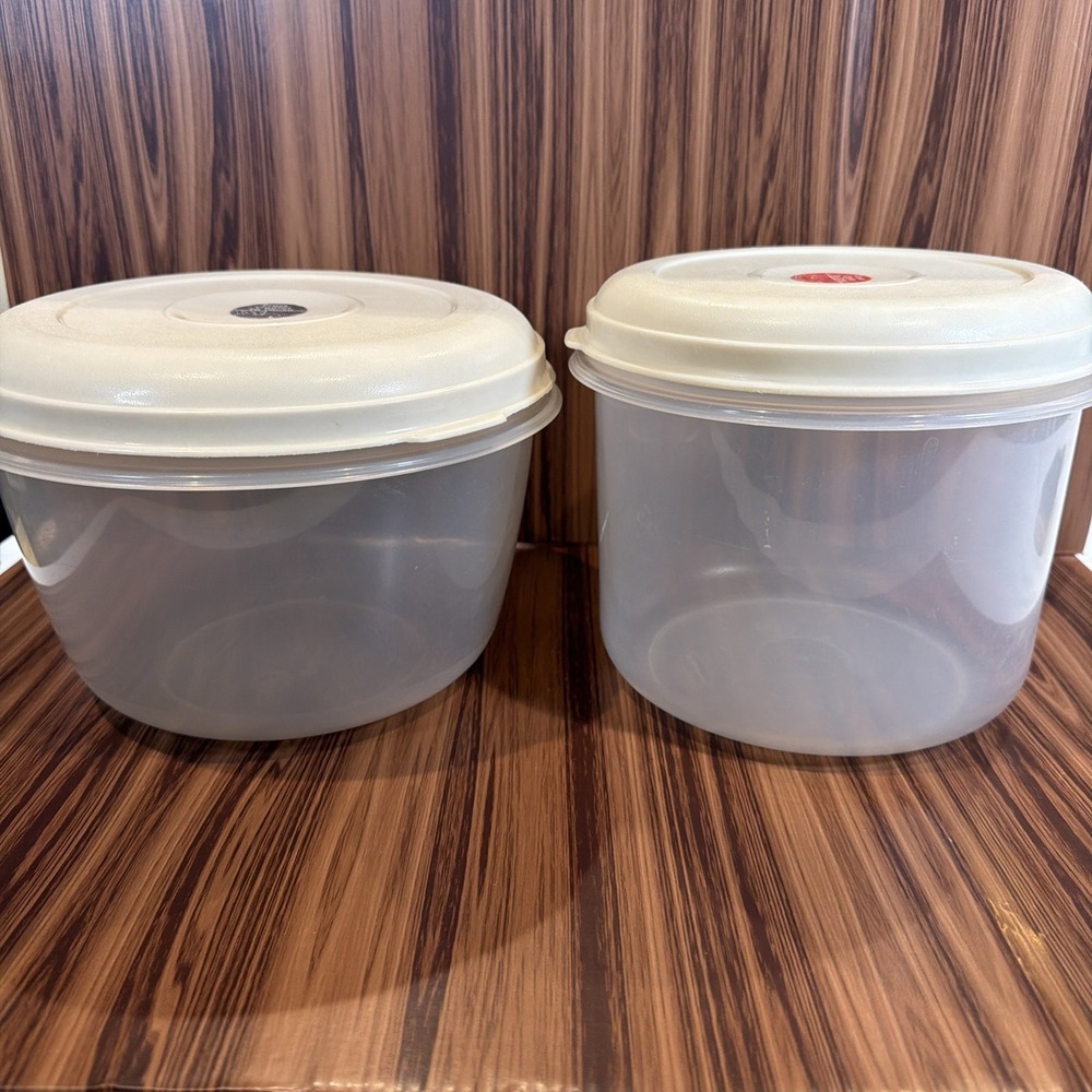 Vintage Rubbermaid Servin Saver Containers Set Of 2-10 Cups #9 & 12Cup #4 Almond